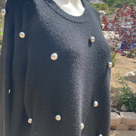 Alice + Olivia Womens Gleeson Metal Ball Detail Knit Sweater M black $495 - Picture 5 of 11
